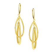 Bids.com 14k Yellow Gold Earrings with Shiny and Textured Teardrop Dangles Earrings