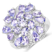Bids.com 3.35 Carat Genuine Tanzanite .925 Sterling Silver Ring Rings