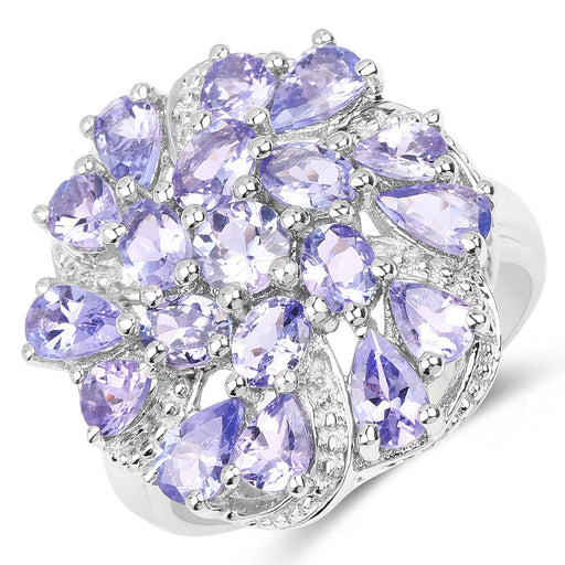 Bids.com 3.35 Carat Genuine Tanzanite .925 Sterling Silver Ring Rings