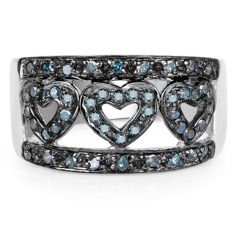 Bids.com 0.32 Carat Genuine Blue Diamond .925 Sterling Silver Ring Rings