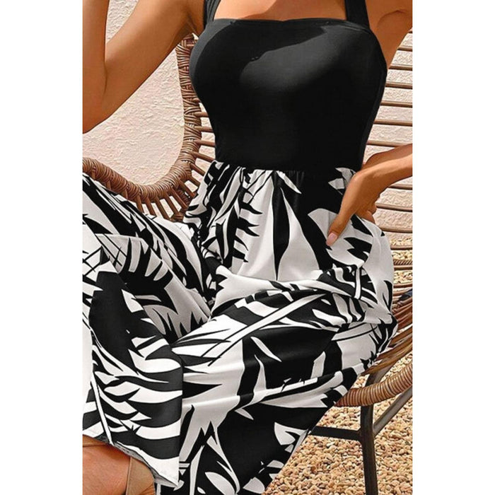 Printed Halter Wide Leg Jumpsuit