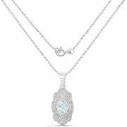 Bids.com 0.48 Carat Genuine Aquamarine and White Topaz .925 Sterling Silver Pendant Pendants