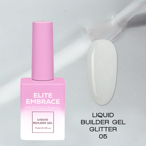 nbmsupply ELITE EMBRACE Professional Liquid Builder Gel Glitter 05 15ml ELBGG0515