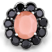 Bids.com 7.88 Carat Genuine Peach Moonstone and Black Spinel .925 Sterling Silver Ring Rings