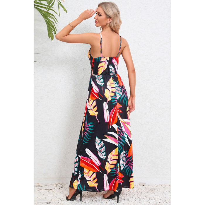 Printed Surplice Maxi Cami Dress