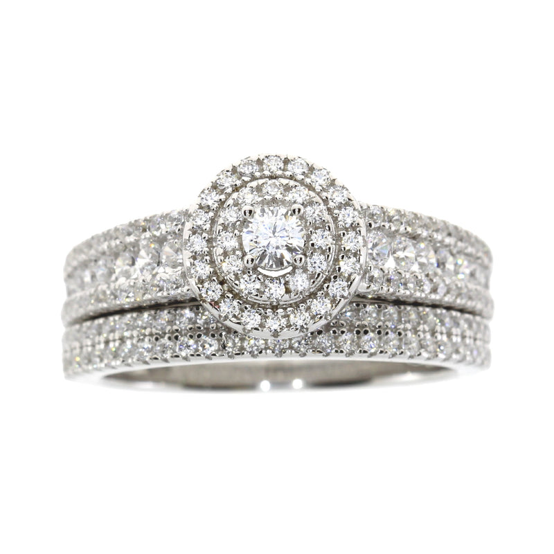 Bids.com Cubic Zirconia CZ SS Bridal Sterling Silver Rings
