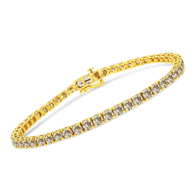 Bids.com 14K Yellow Gold Plated .925 Sterling Silver 8.0 Cttw Diamond Classic Link Tennis Bracelet (K-L Color, I2-I3 Clarity) - 7-1/4" Bracelets