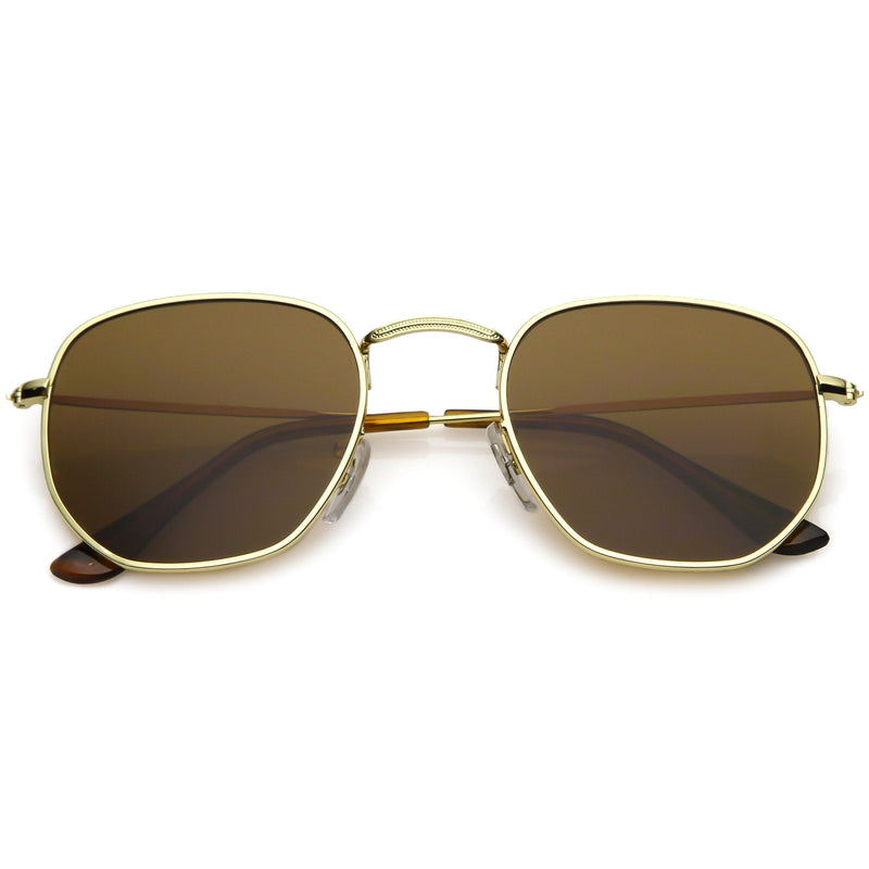 zeroUV Retro Modern Geometric Hexagon Frame Dapper Sunglasses C455 Sunglasses