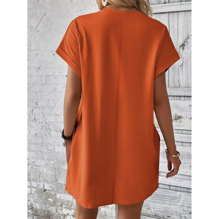 Pocketed Round Neck Short Sleeve Dress