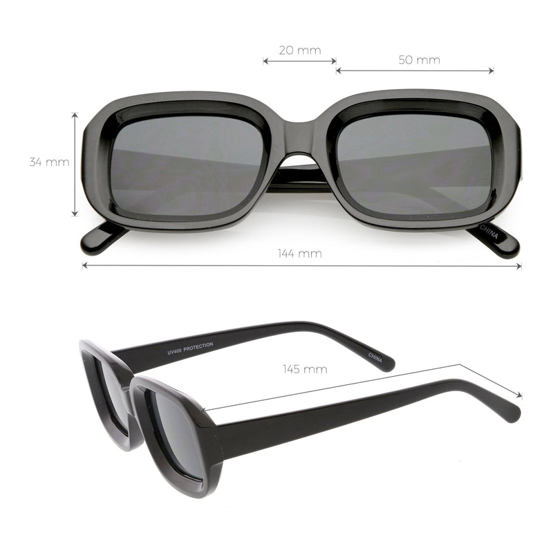 zeroUV Artistic Retro Modern Deep Rectangle Block Flat Lens Sunglasses C673 Sunglasses