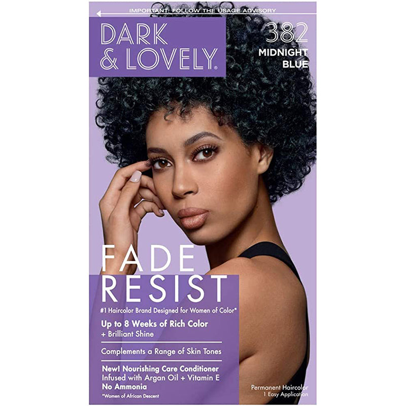 Dark & Lovely Dark and Lovely SoftSheen-Carson Fade-Resistant Rich Conditioning Permanent Hair Color, 382 Midnight Blue Hair Color