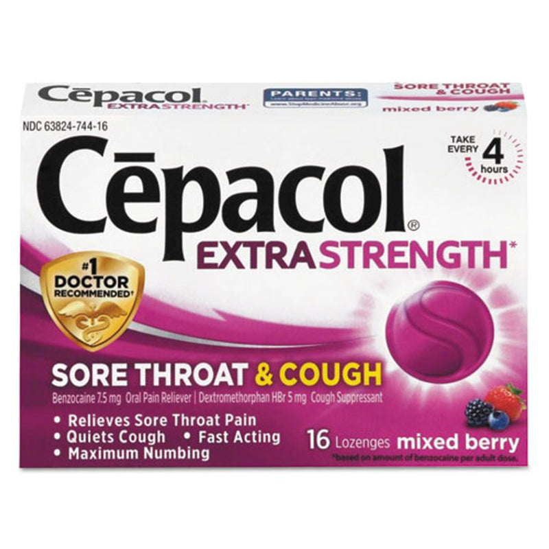 Cepacol Cepacol® Extra Strength Sore Throat &amp; Cough Relief Lozenges – Mixed Berry (16 ct) Health & Beauty White Smoke