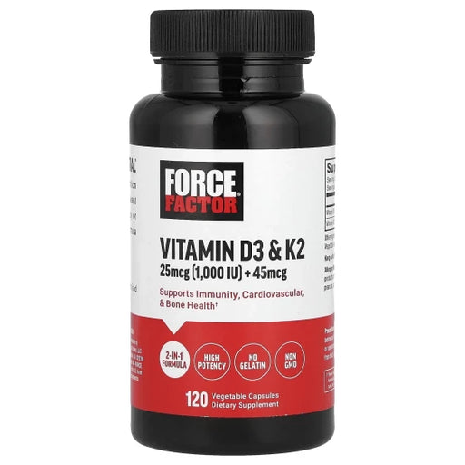 Force Factor Force Factor® Vitamin D3 & K2 – 120 Vegetable Capsules Vitamins & Supplements