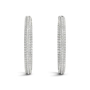 Bids.com 14k White Gold Two Row Pave Set Diamond Hoop Earrings (7 cttw) Earrings