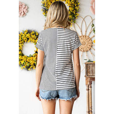 Striped Round Neck Short Sleeve Tee