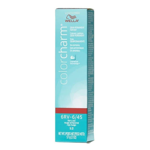 Wella Wella Color Charm Demi Permanent Haircolor 6RV-6/45 Fiery Red 2 Oz Hair Color Light Blue