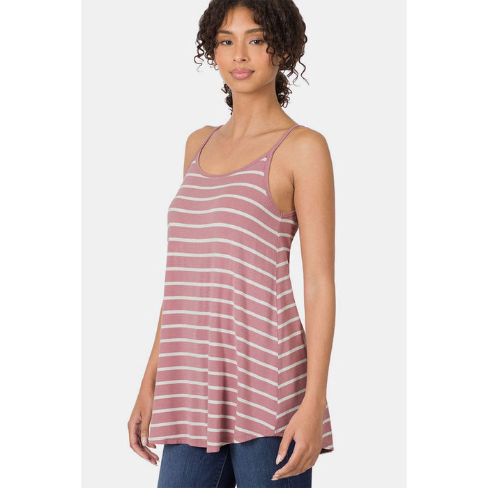 Zenana Striped Curved Hem Cami