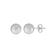 Bids.com 14k White Gold Ball Earrings with Crystal Cut Texture Earrings