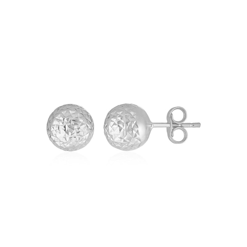 Bids.com 14k White Gold Ball Earrings with Crystal Cut Texture Earrings