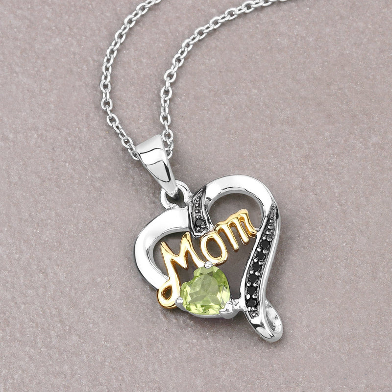 Bids.com 0.49 Carat Genuine Peridot and Black Spinel .925 Sterling Silver Pendant Pendants