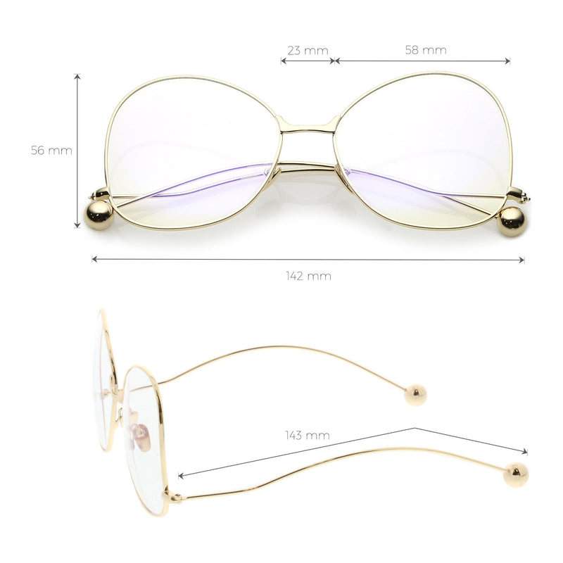 zeroUV Women's Vintage Oversize Butterfly Clear Lens Glasses C418 Glasses