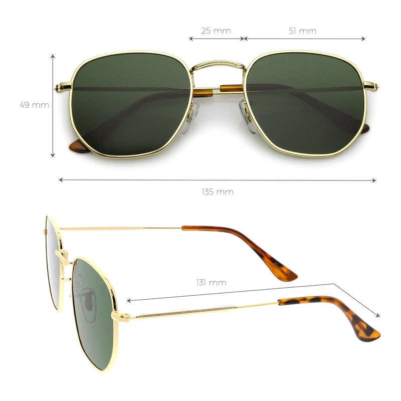 zeroUV Retro Modern Geometric Hexagon Frame Dapper Sunglasses C455 Sunglasses