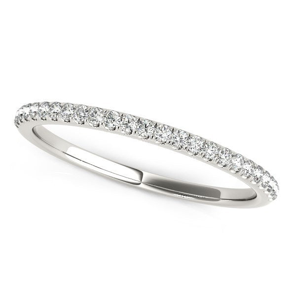 Bids.com 14k White Gold Diamond Wedding Band in Pave Setting (1/8 cttw) Rings