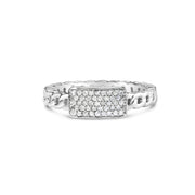 Bids.com .925 Sterling Silver 1/5 Cttw Diamond ID and Cuban Link Band Ring (I-J Color, I2-I3 Clarity) - Ring Size 6 Rings