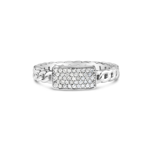 Bids.com .925 Sterling Silver 1/5 Cttw Diamond ID and Cuban Link Band Ring (I-J Color, I2-I3 Clarity) - Ring Size 6 Rings