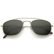 zeroUV Retro Dapper Full Metal Square Crossbar Sunglasses C356 Sunglasses