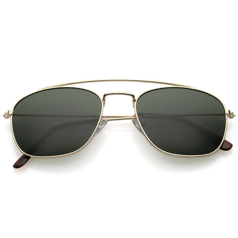 zeroUV Retro Dapper Full Metal Square Crossbar Sunglasses C356 Sunglasses