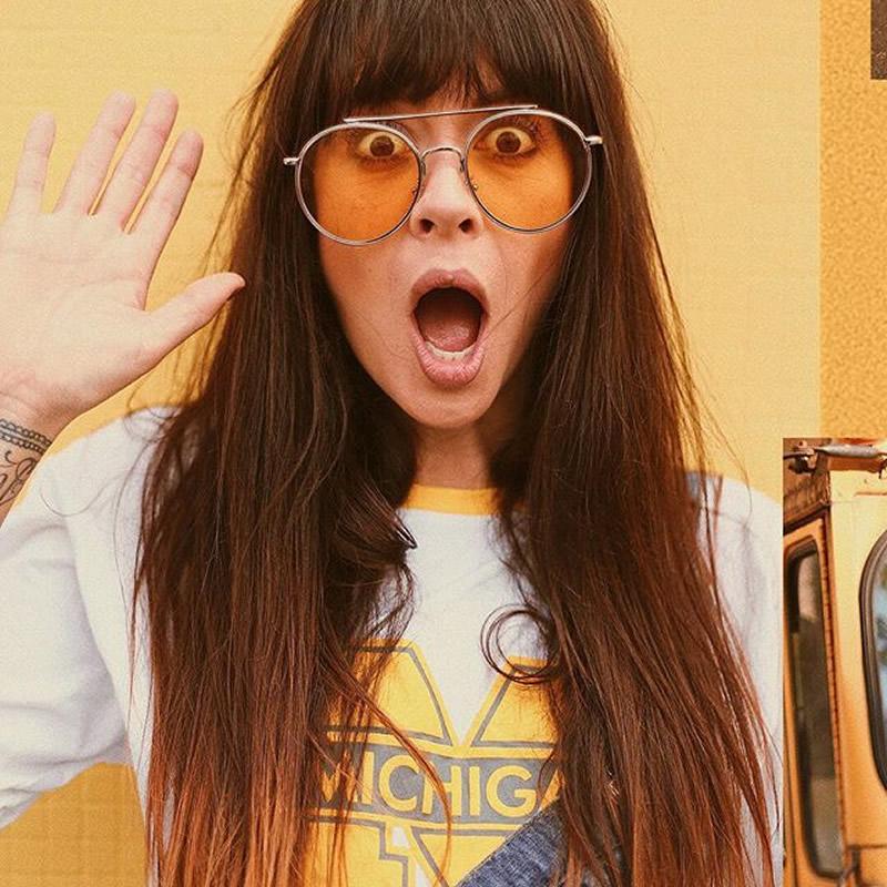 zeroUV Modern Slim Round Color Tone Aviator Sunglasses A871 Sunglasses