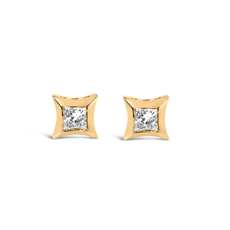 Bids.com 10K White Gold 1/5 Cttw Invisible Set Princess-Cut Diamond Stud Earrings (H-I Color, SI2-I1 Clarity) Earrings