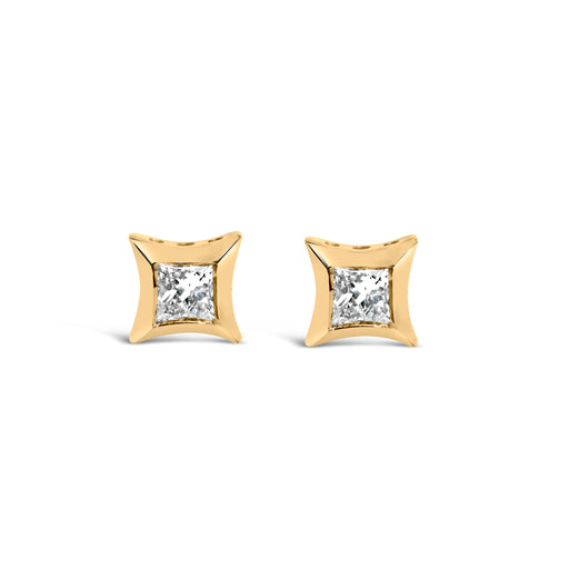 Bids.com 10K White Gold 1/5 Cttw Invisible Set Princess-Cut Diamond Stud Earrings (H-I Color, SI2-I1 Clarity) Earrings