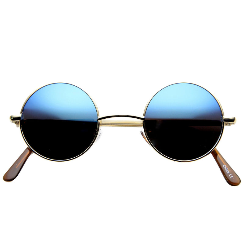 zeroUV Retro Lennon Style Round Circle Metal Mirror Lens Sunglasses 1408 Sunglasses