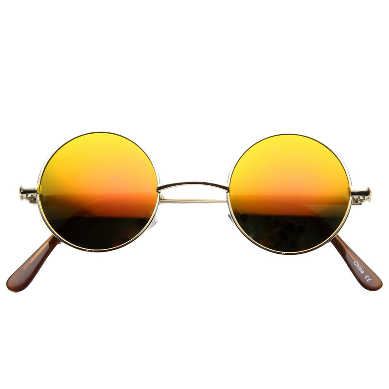 zeroUV Retro Lennon Style Round Circle Metal Mirror Lens Sunglasses 1408 Sunglasses