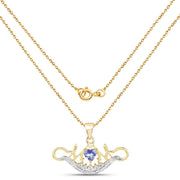 Bids.com 14K Yellow Gold Plated 0.62 Carat Genuine Tanzanite and White Topaz .925 Sterling Silver Pendant Pendants