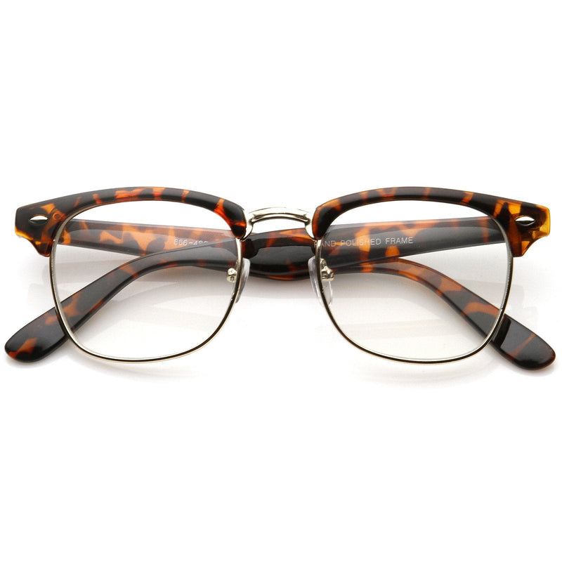 zeroUV Vintage Inspired Classic Horned Rim Half Frame Clear Lens Glasses 2933 Glasses