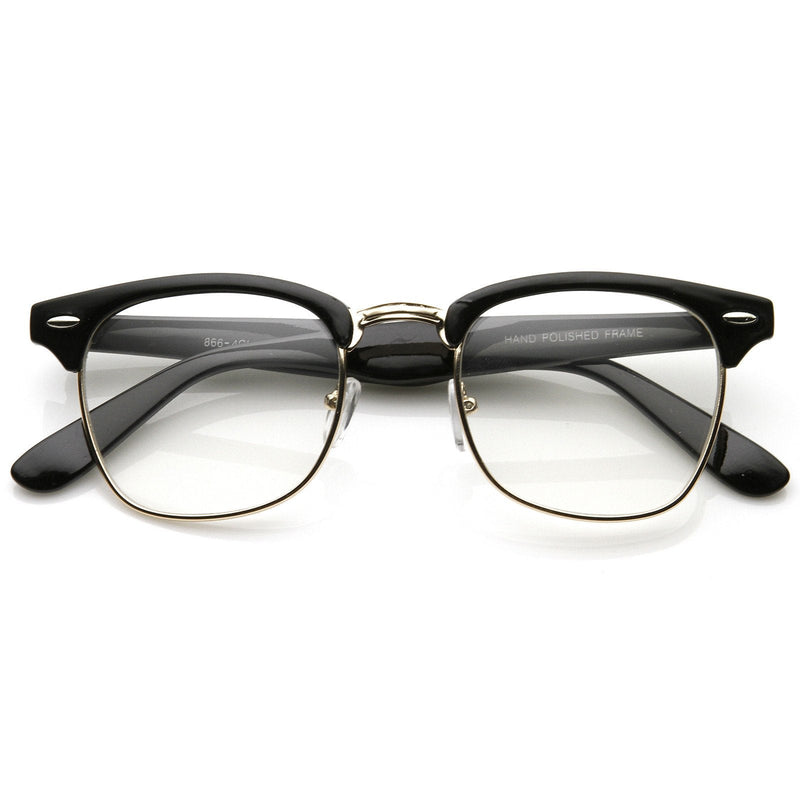 zeroUV Vintage Inspired Classic Horned Rim Half Frame Clear Lens Glasses 2933 Glasses