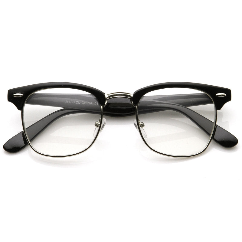 zeroUV Vintage Inspired Classic Horned Rim Half Frame Clear Lens Glasses 2933 Glasses