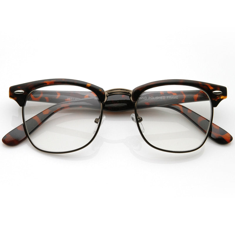 zeroUV Vintage Inspired Classic Horned Rim Half Frame Clear Lens Glasses 2933 Glasses