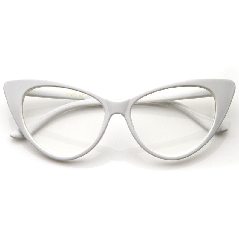 zeroUV 1950's Vintage Mod Fashion Cat Eye Clear Lens Glasses 8435 Glasses