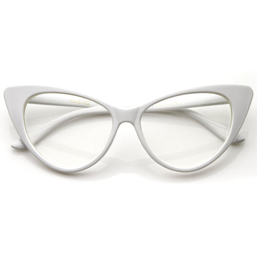 zeroUV 1950's Vintage Mod Fashion Cat Eye Clear Lens Glasses 8435 Glasses