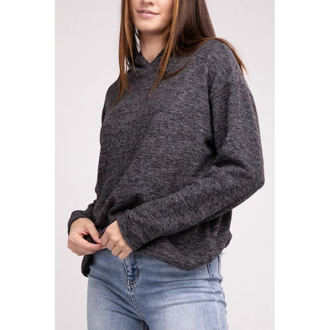 Hooded Brushed Melange Hacci Sweater