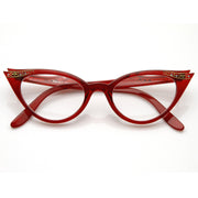 zeroUV Vintage 1950s Fashion Clear Lens Glasses Rhinestones 8434 Glasses