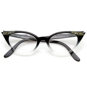 zeroUV Vintage 1950s Fashion Clear Lens Glasses Rhinestones 8434 Glasses