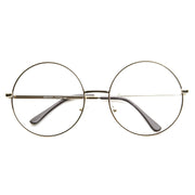 zeroUV 1920's Vintage Era Large Round Metal Clear Lens Glasses 8714 Glasses