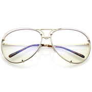 zeroUV Oversize Industrial Design Clear Flat Lens Aviator Glasses C155 Glasses