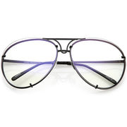 zeroUV Oversize Industrial Design Clear Flat Lens Aviator Glasses C155 Glasses