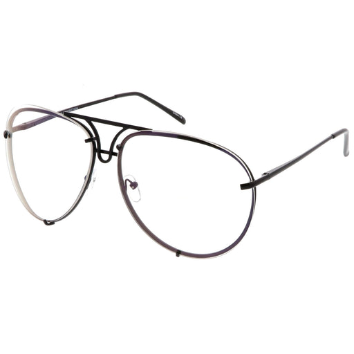 zeroUV Oversize Industrial Design Clear Flat Lens Aviator Glasses C155 Glasses